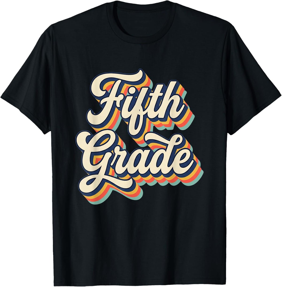Fifth Grade Retro Back to School Elementary Teacher T-Shirt - Black