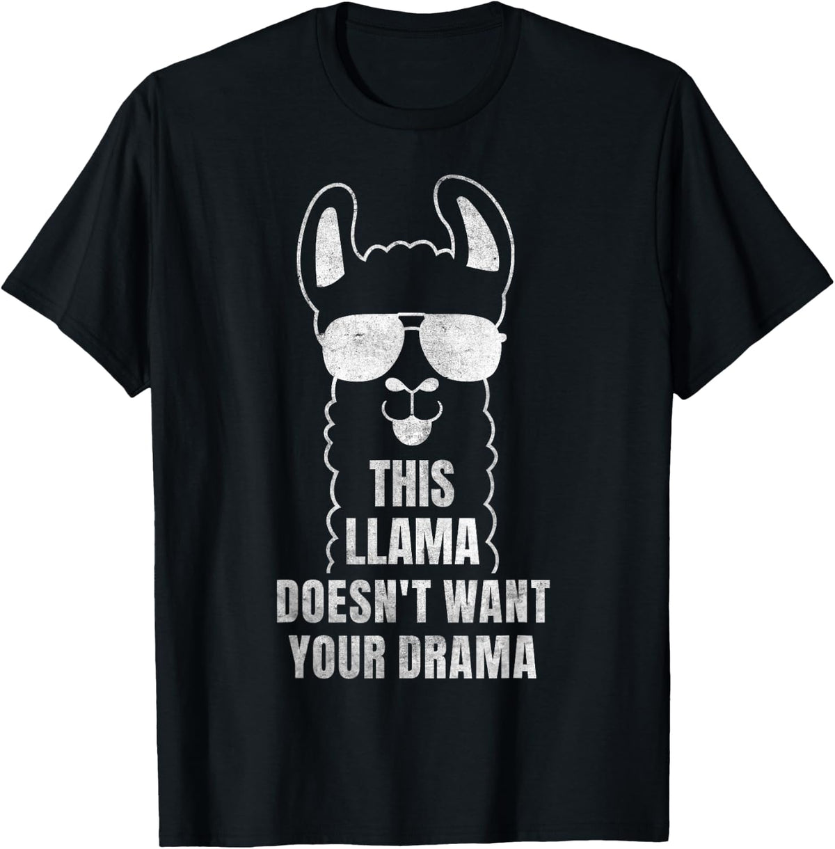 This Llama Doesn't Want Your Drama Funny Llamas Alpacas T-Shirt - Black