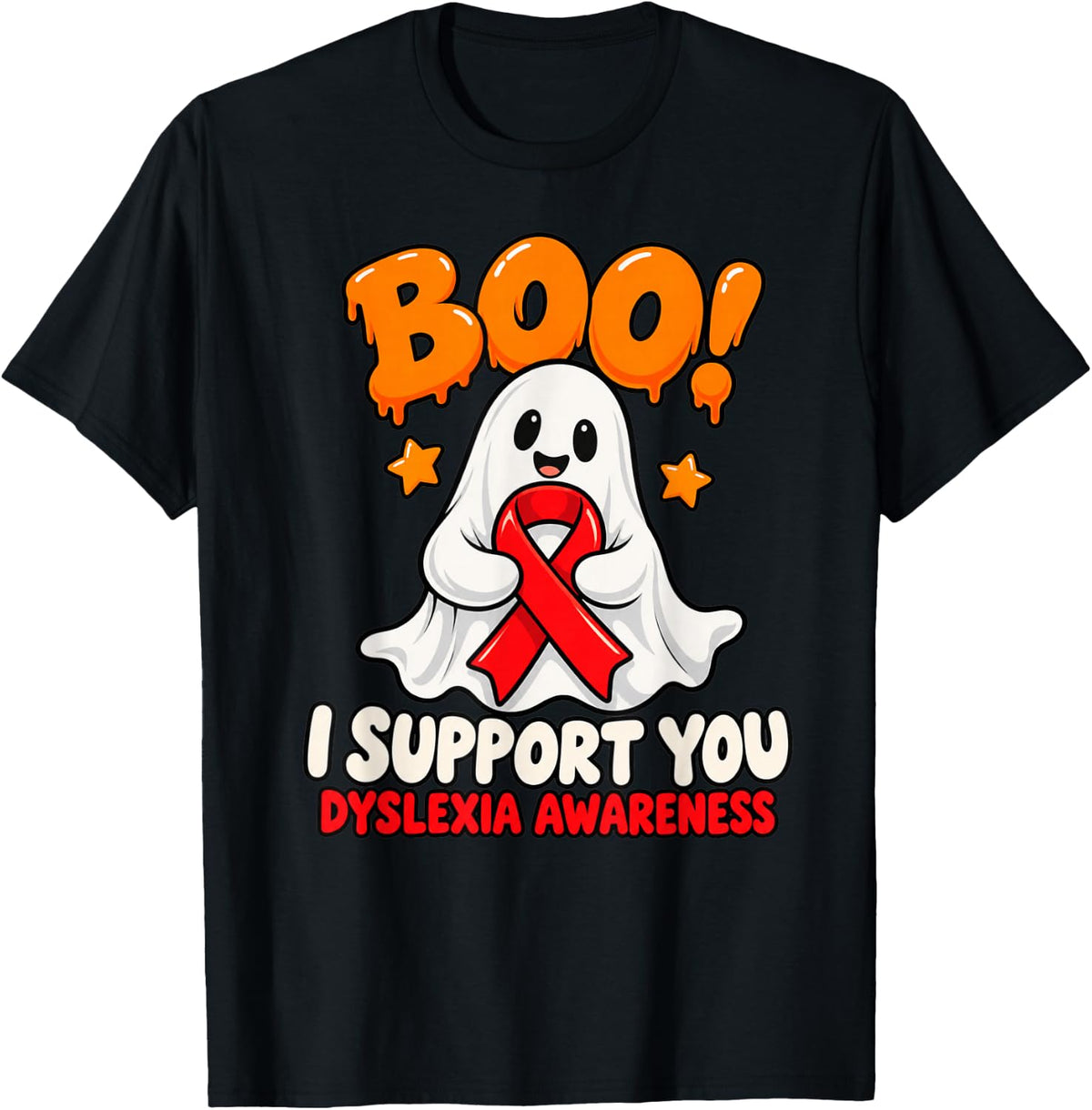 Boo I Support You Dyslexia Awareness T-Shirt - Black