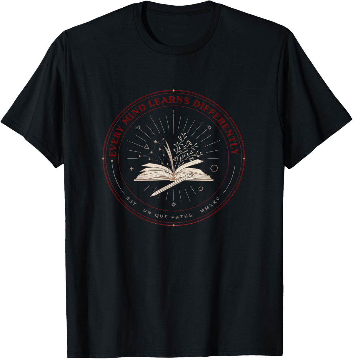 Every Mind Learns Differently Dyslexia Awareness T-Shirt - Black