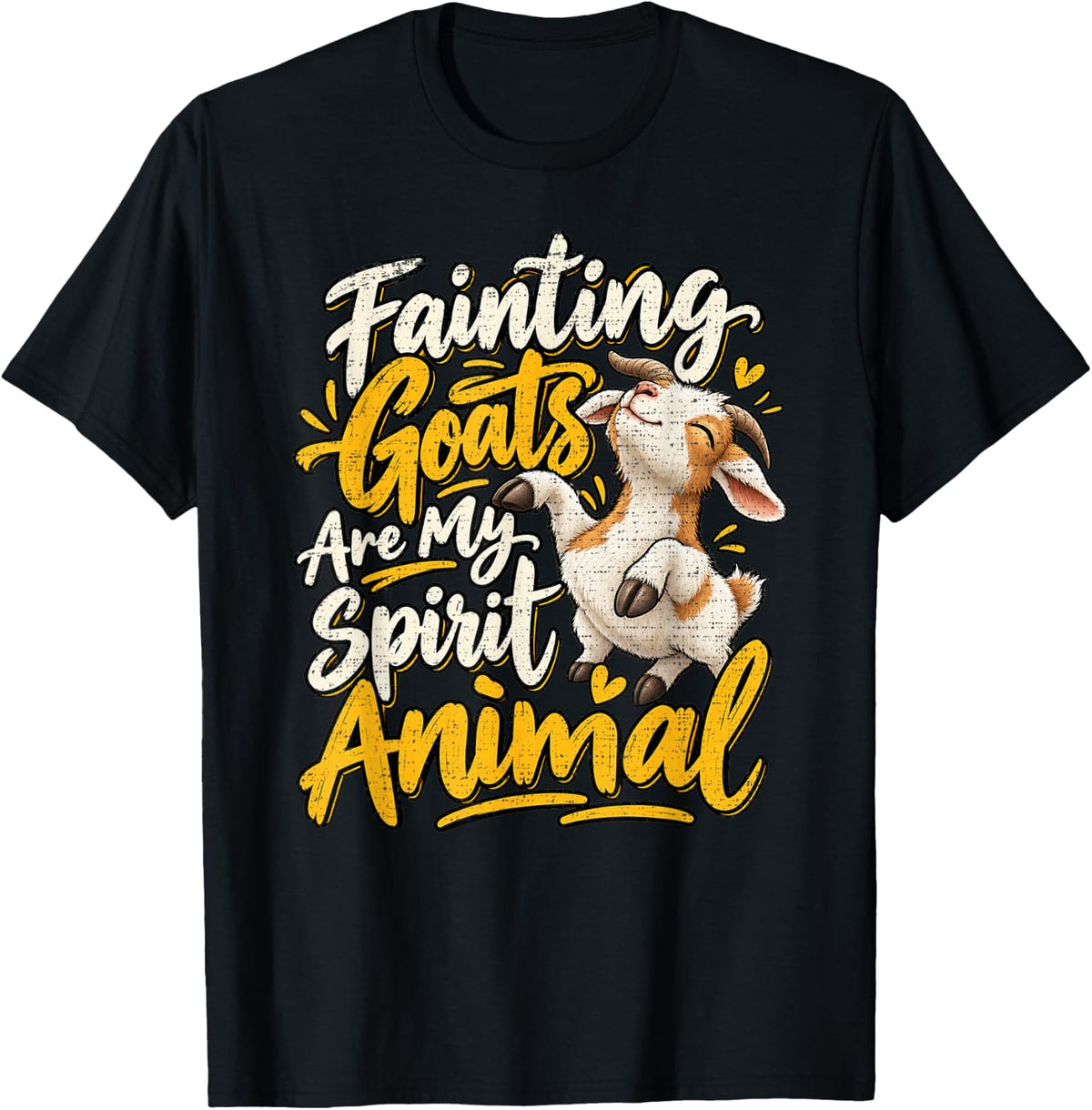 Fainting Goats are My Spirit Animal Cute Farm Graphic T-Shirt - Black