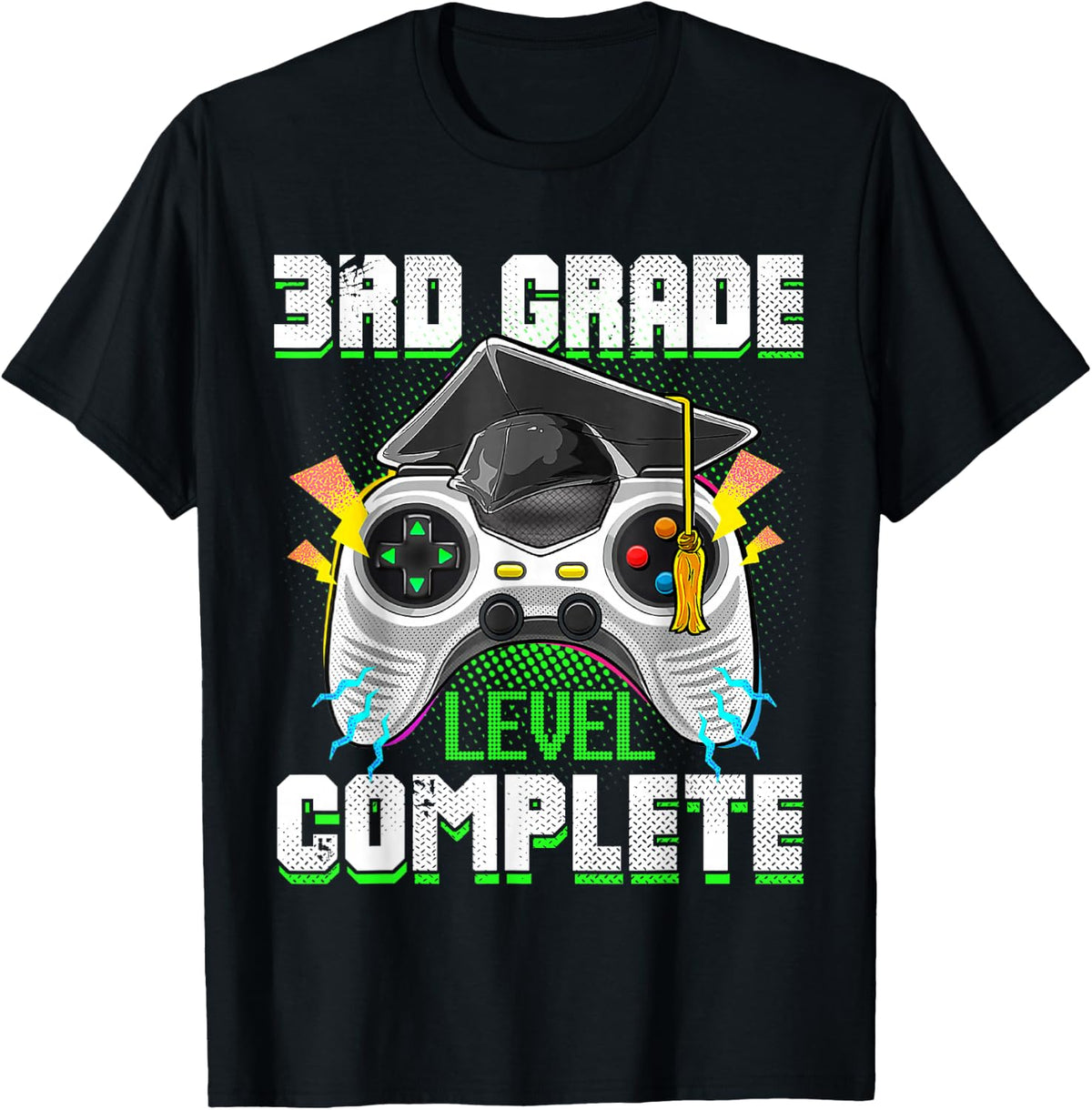 3rd Grade Level Complete Third Grade Video Gamer Graduation T-Shirt - Black