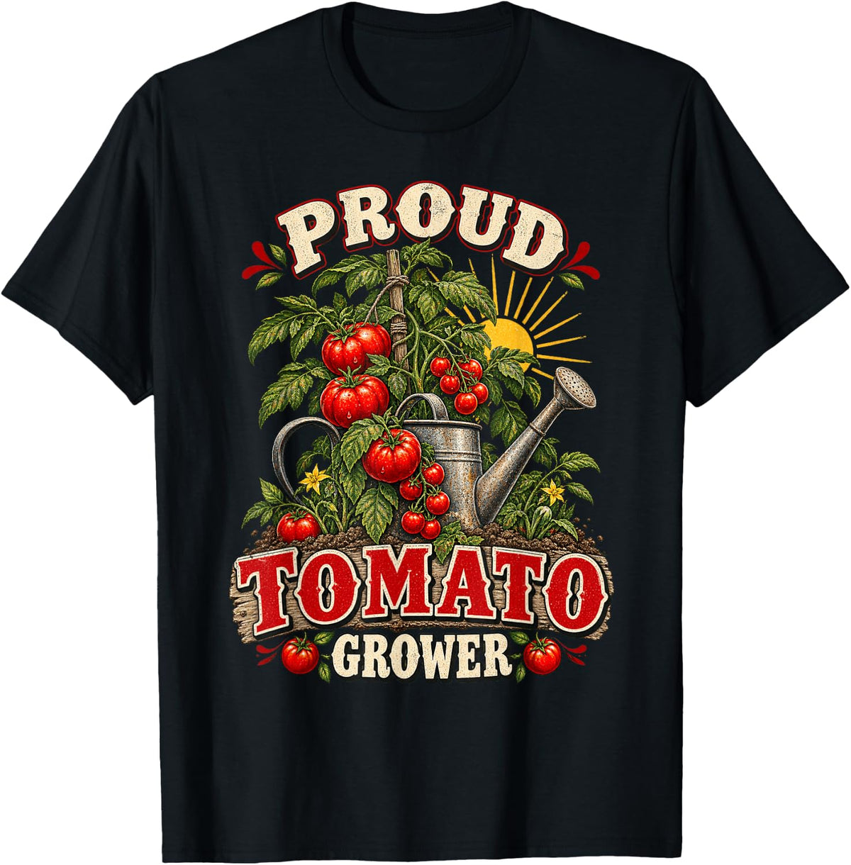 Proud Tomato Grower Backyard Gardener Vegetable Gardening T-Shirt - Black