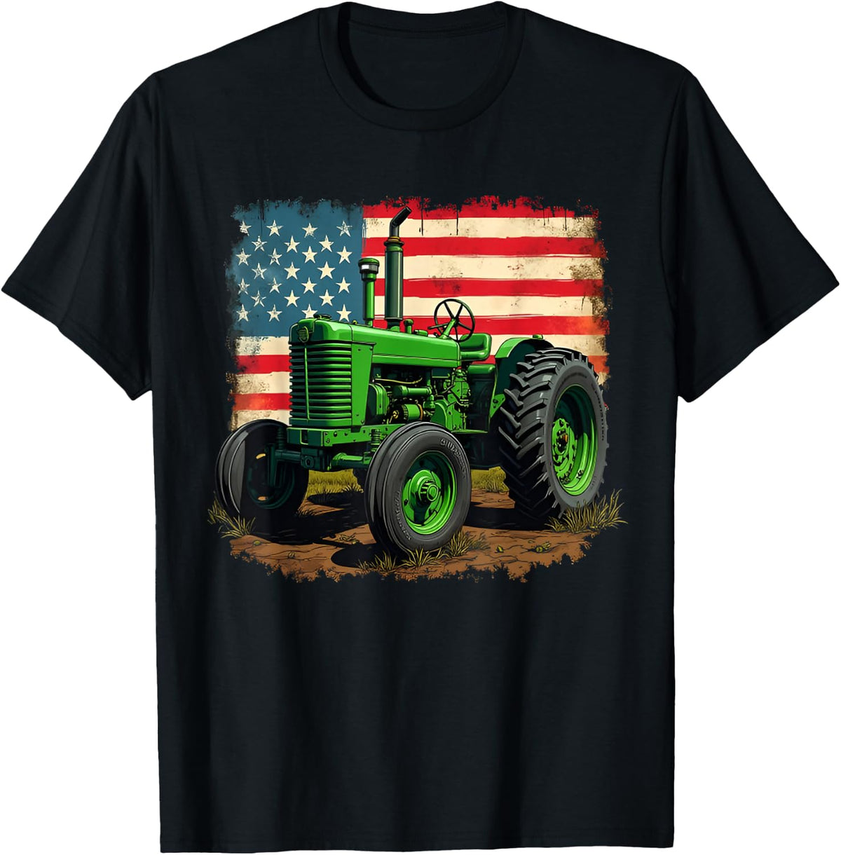 Agriculture Farm Tractor USA Flag tractor American farm USA T-Shirt - Black