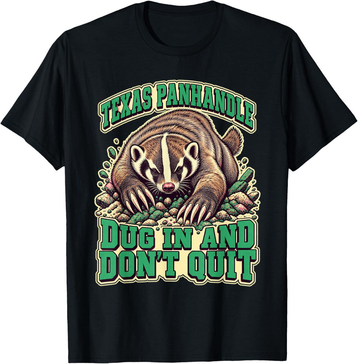 Texas Panhandle Badger Veterinary Plate Art T-Shirt - Black