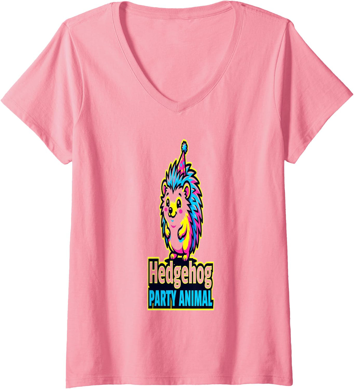 Women's Hedgehog Lovers Animal Lover Humor Cute Hedgehog Design V-Neck T-Shirt - Pink