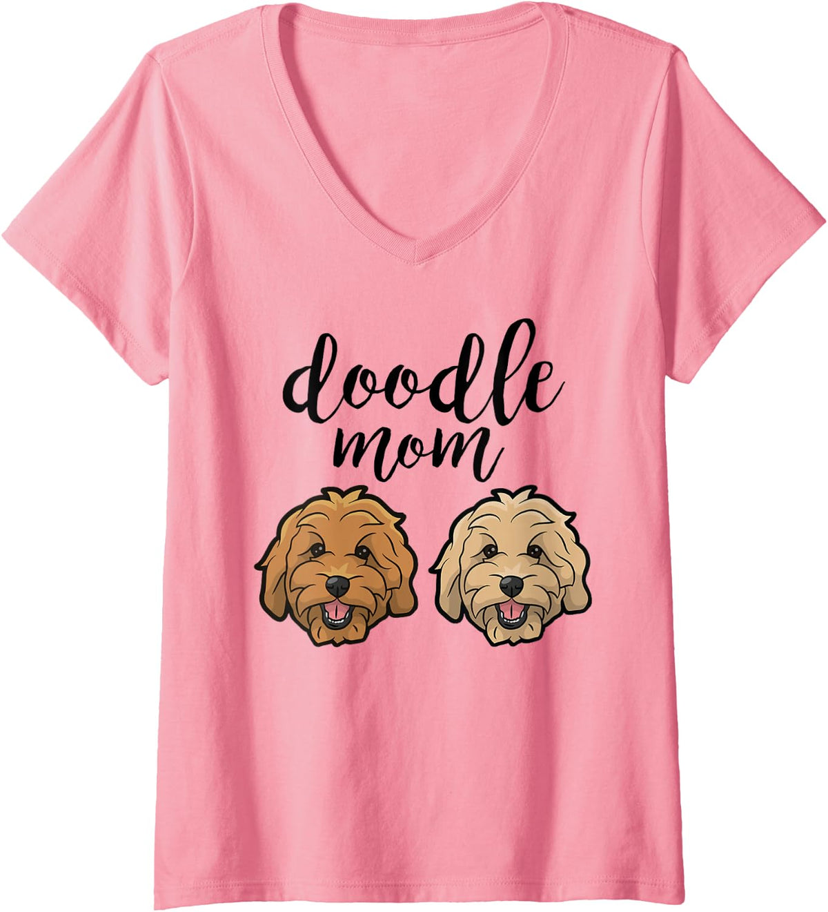 Women's Goldendoodle Mom Cute Doodle Dog V-Neck T-Shirt - Pink
