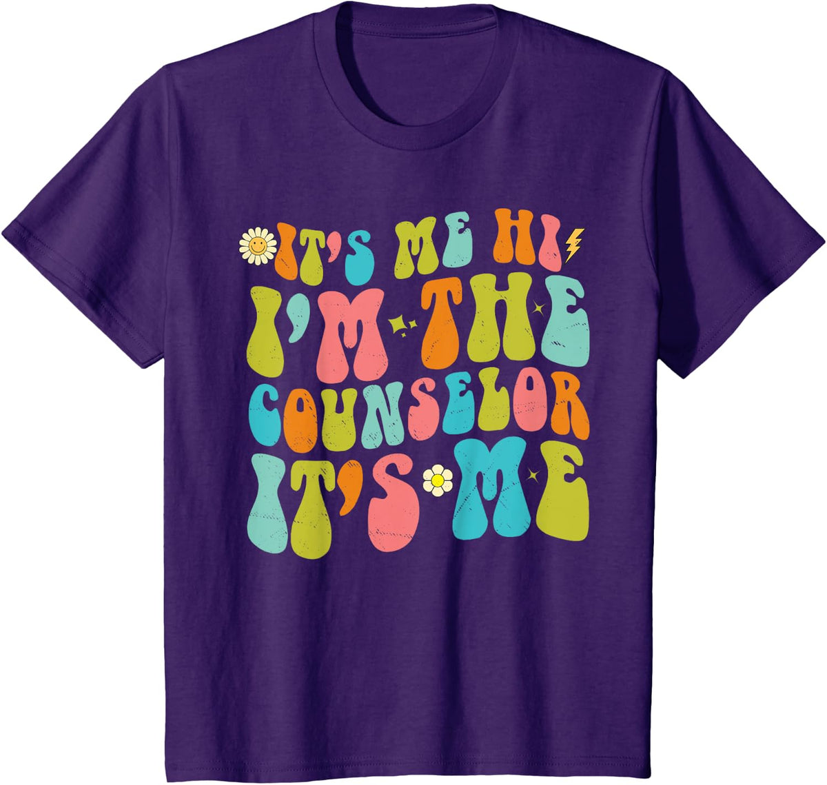 Groovy School Counselor It's Me Hi I'm The Counselor teacher T-Shirt for Men Women Kids - Purple