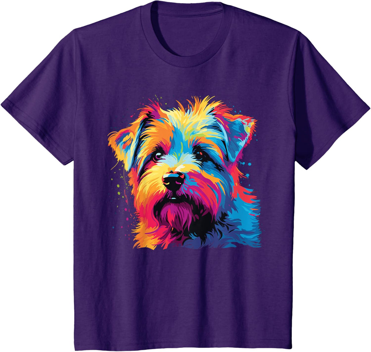 Watercolor Colorful Norfolk Terrier Dogs T-Shirt - Purple