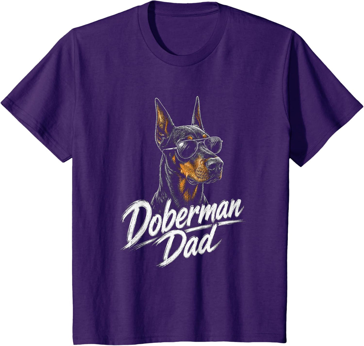 Doberman Pinscher Dad Artwork Design T-Shirt - Purple
