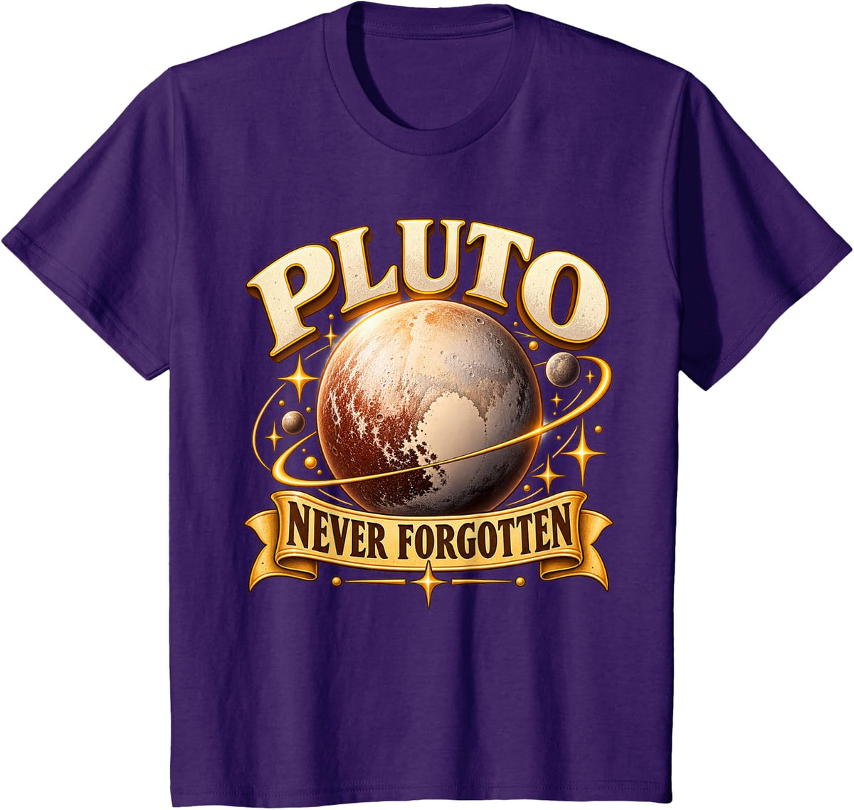 Pluto Never Forgotten Dwarf Planet Astronomy Solar System T-Shirt - Purple