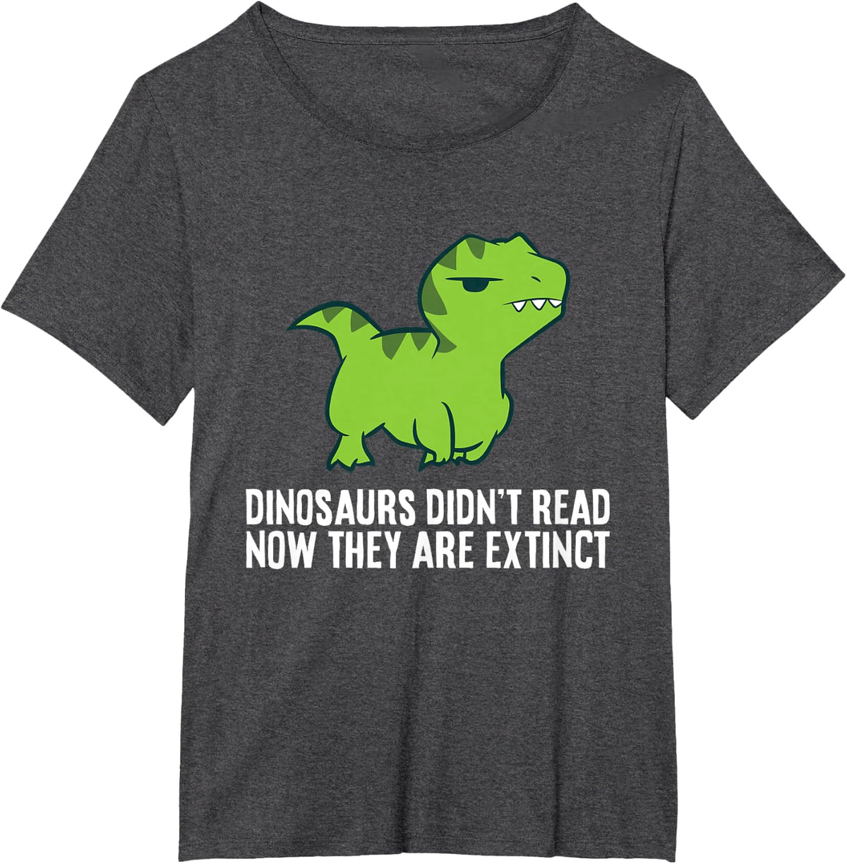 Funny Dinosaur Lover Gifts Dinosaur Didn't Read Now They Are Extinct Unisex-Kids T-Shirt Black Small - Dark Heather Grey