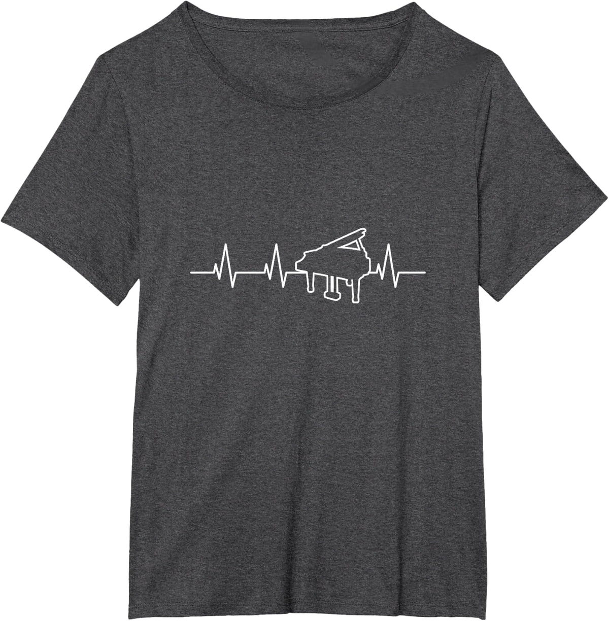 Heartbeat Grand Piano T-Shirt Tee Musical Shirt for Piano Players Pianist Gift - Dark Heather Grey
