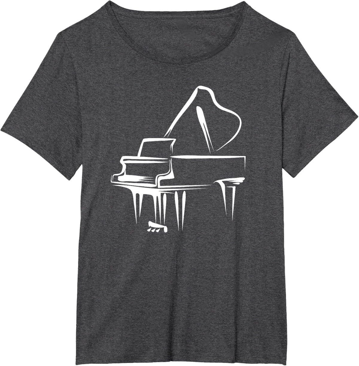 Piano Drawing Line Art Piano Piano Piano Music Pianist Art T-Shirt - Dark Heather Grey