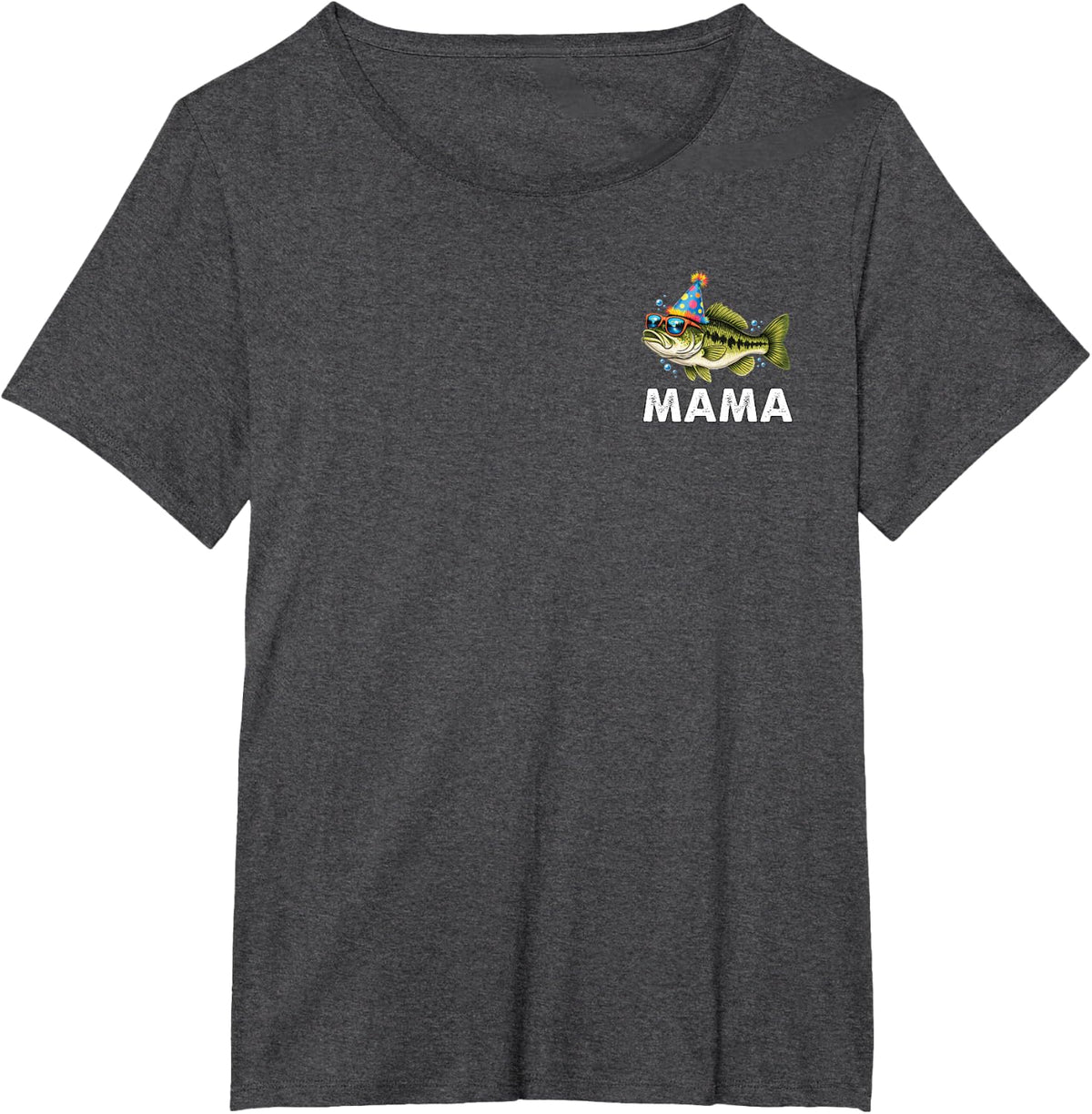 Mama Bass Birthday Freshwater Fish Party Fishing Bday T-Shirt - Dark Heather Grey