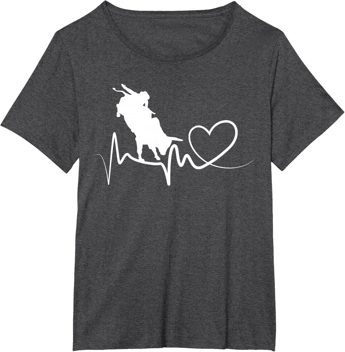 Bull Riding Heartbeat Love Bull Rider Cowboy Rodeo Sport T-Shirt - Dark Heather Grey
