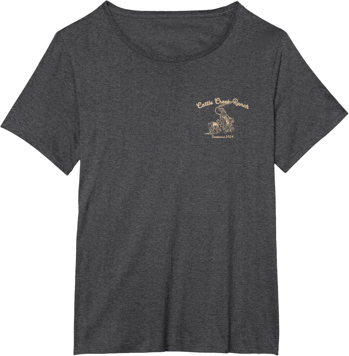 Cattle Creek Roping Country T-Shirt Western Rodeo Cowboy Tees T Shirts for Men Women - Dark Heather Grey