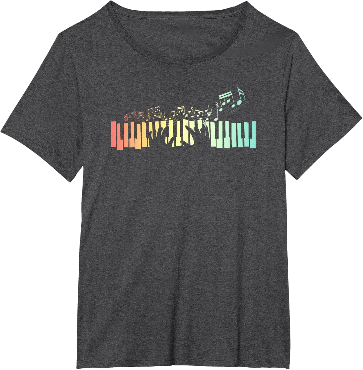 Pianist Gift Idea Keyboards Music Notes Piano T-Shirt - Dark Heather Grey