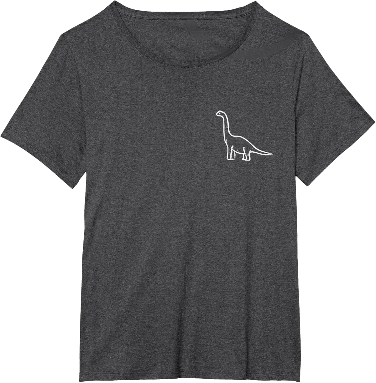 Minimalist Brontosaurus Outline Dino Lover Paleontology Gift T-Shirt - Dark Heather Grey