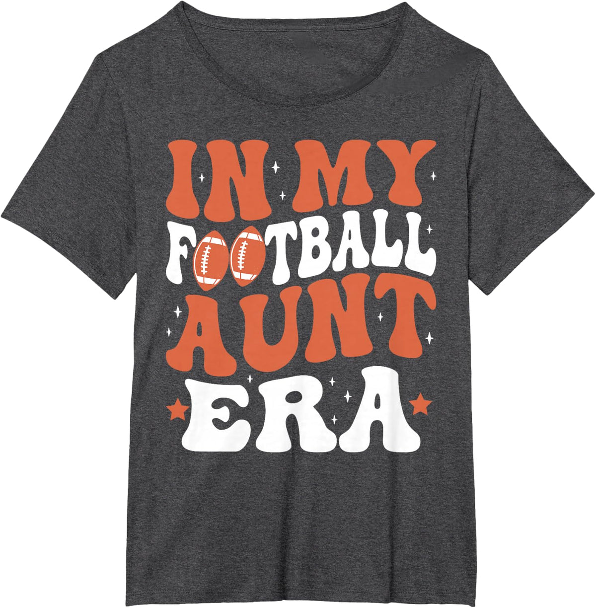 In My Football Aunt Era Auntie American Football Groovy T-Shirt - Dark Heather Grey