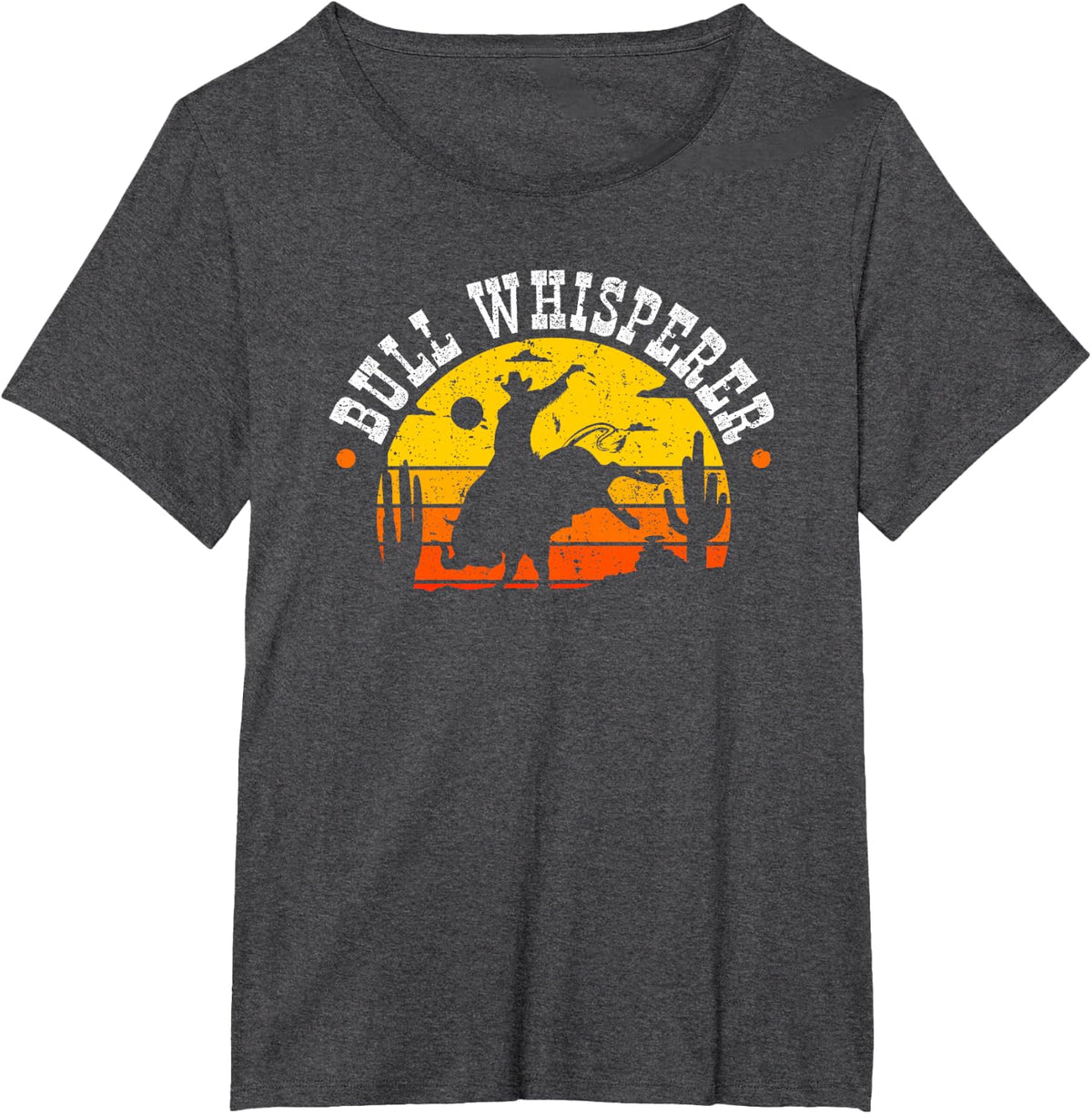 Bull Whisperer Bull Riding Cowboy Western Rodeo T-Shirt - Dark Heather Grey