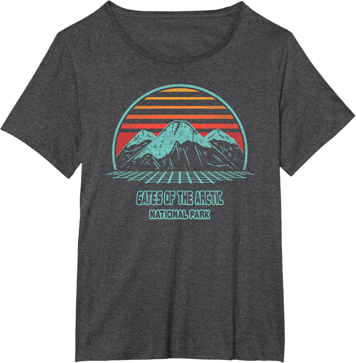 Gates of the Arctic National Park Retro Hiking Vintage 80s T-Shirt - Dark Heather Grey