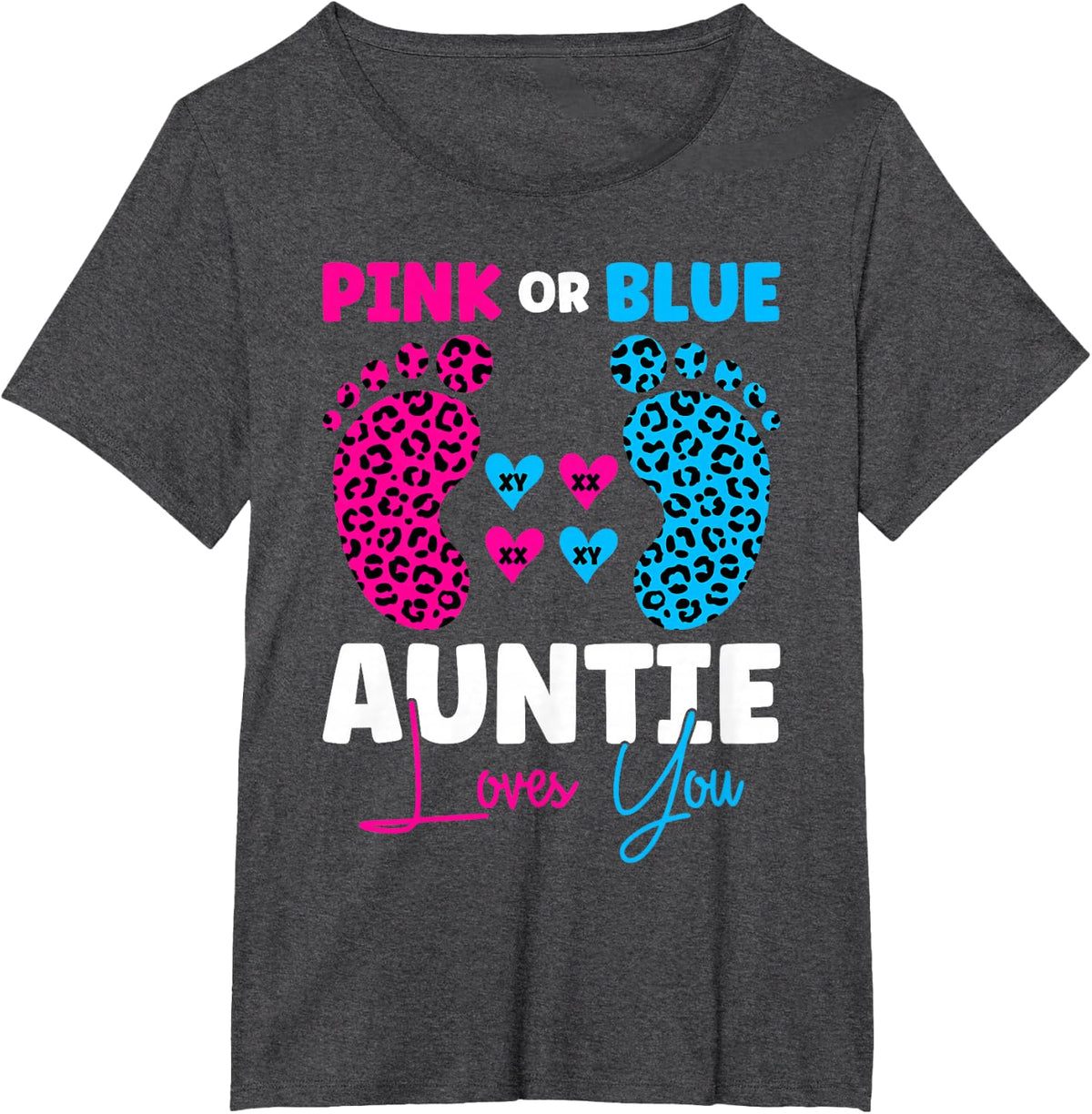 Pink Or Blue Auntie Loves You Gender Reveal Tees T Shirts for Baby Announcement - Dark Heather Grey