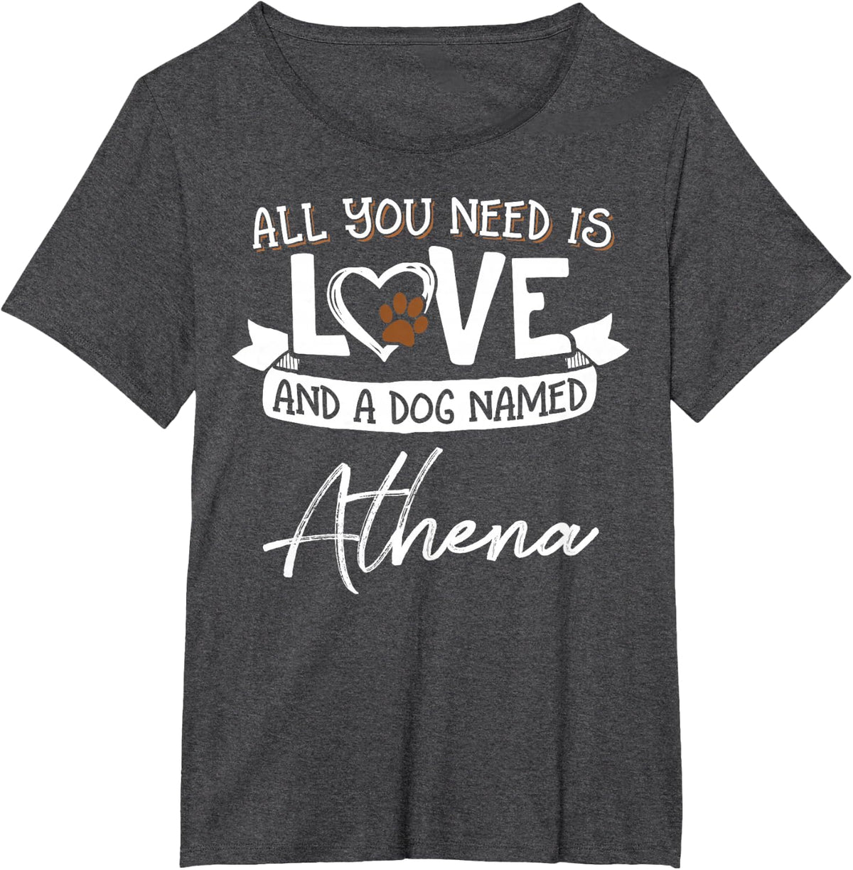 Cute Dog Named Athena Design for Women and Men T-Shirt - Dark Heather Grey