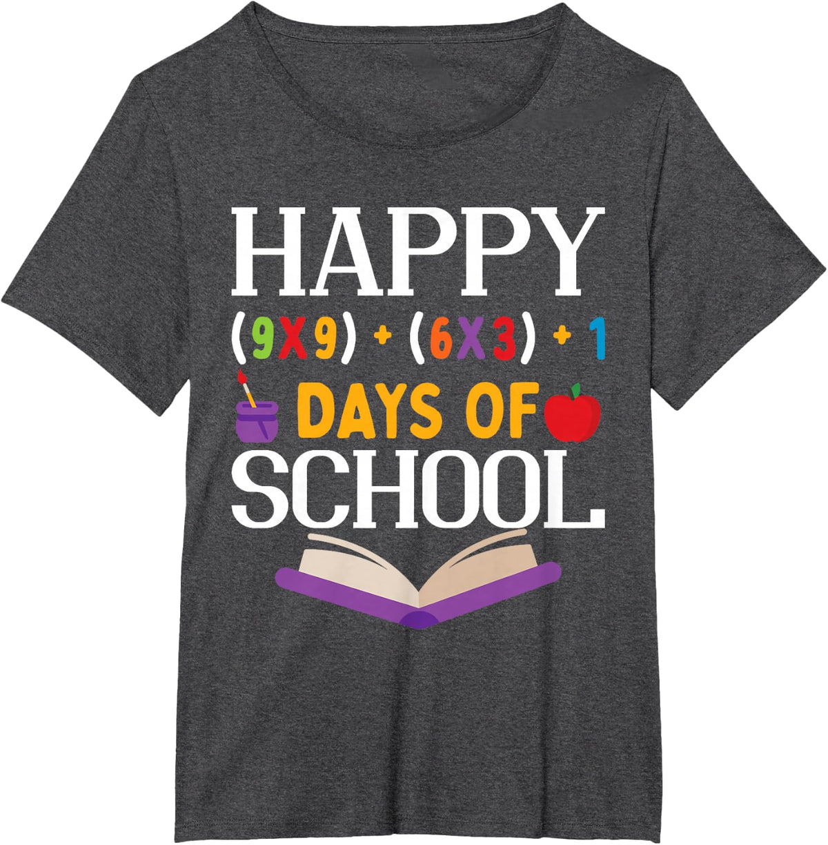 Happy 100 Days Of School Teacher T-Shirt - Dark Heather Grey