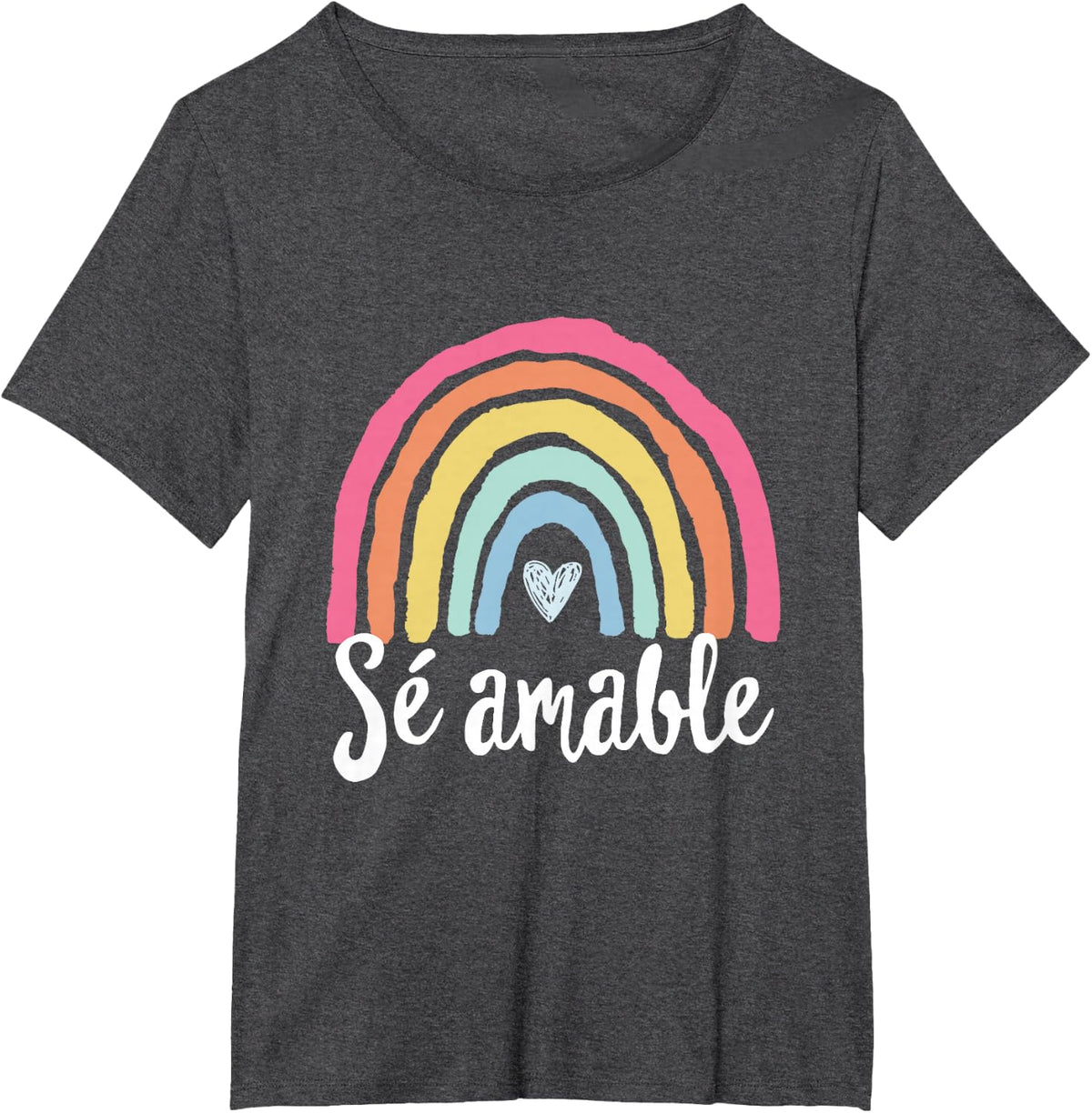 Sé amable Spanish Bilingual Teacher Be Kind Boho Rainbow T-Shirt - Dark Heather Grey