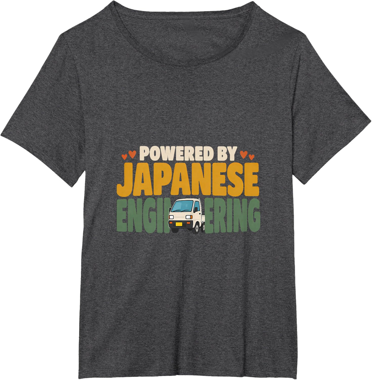 Powered by Japanese Engineering Kei Truck Driver Mini Truck T-Shirt - Dark Heather Grey
