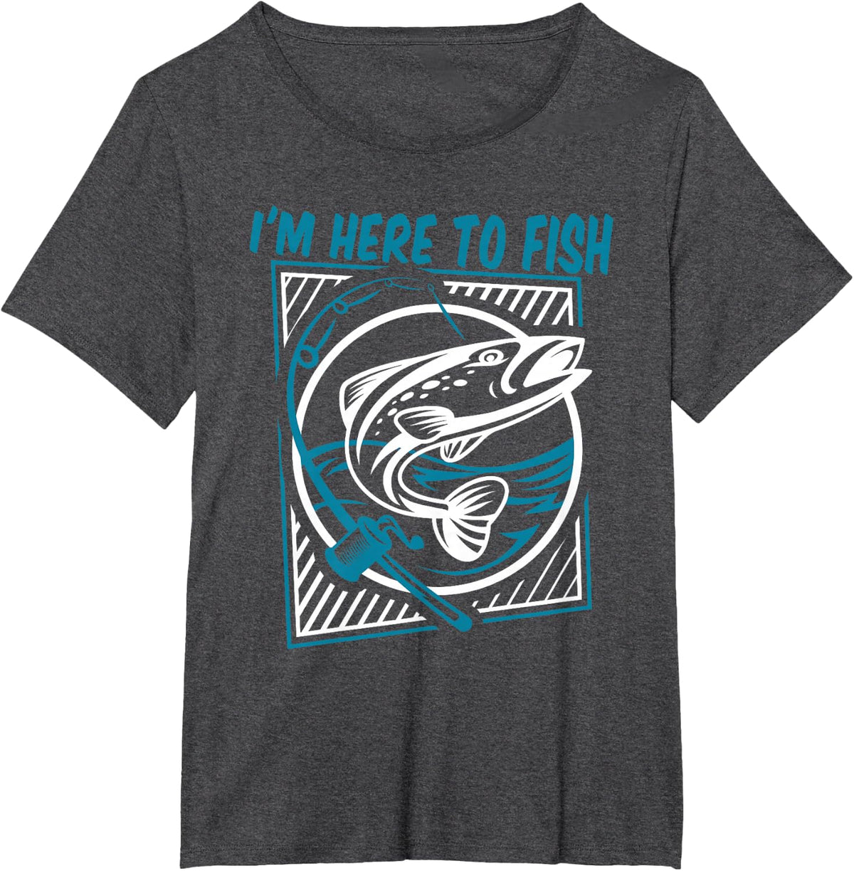 I'm Here to Fish Boat Ice Fisherman Deep Sea Fly Fishing T-Shirt - Dark Heather Grey