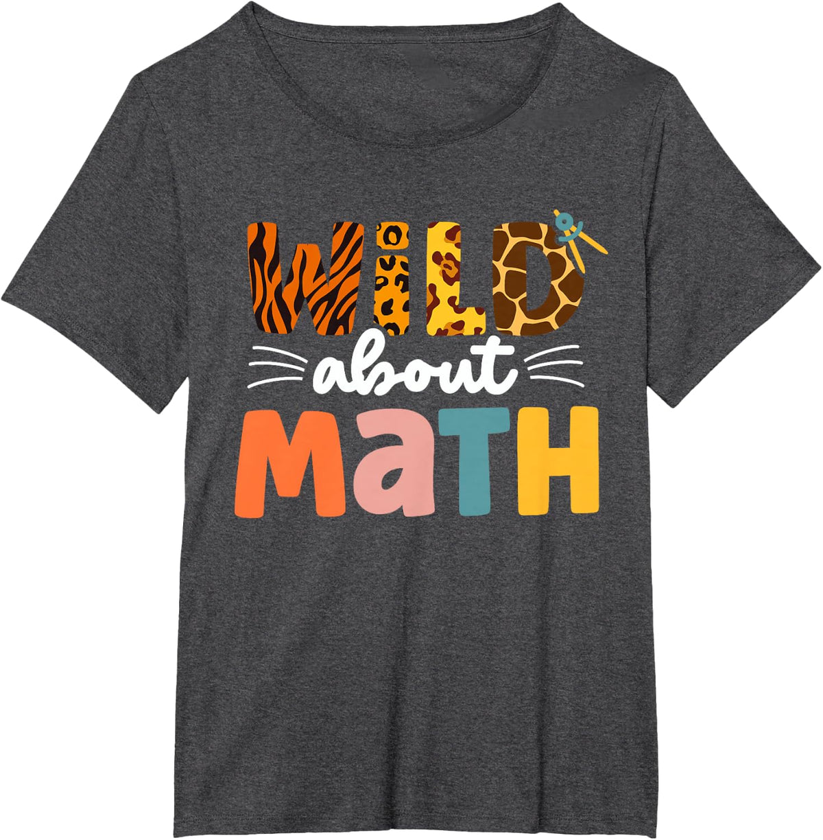Cute Wild About Math Leopard Teacher Math Clubs T-Shirt - Dark Heather Grey