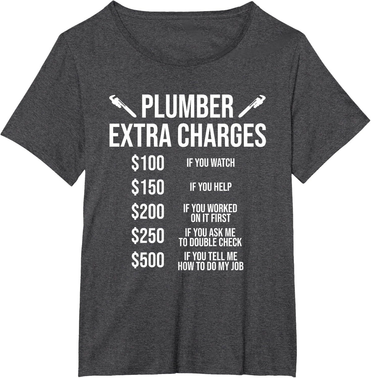 Funny Plumbing Plumber Extra Charges T-Shirt - Dark Heather Grey