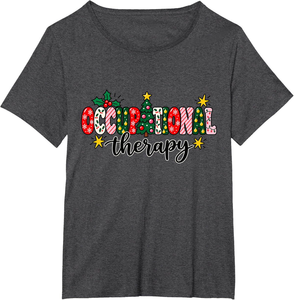 Occupational Therapy Christmas Tree Occupational Therapist T-Shirt - Dark Heather Grey