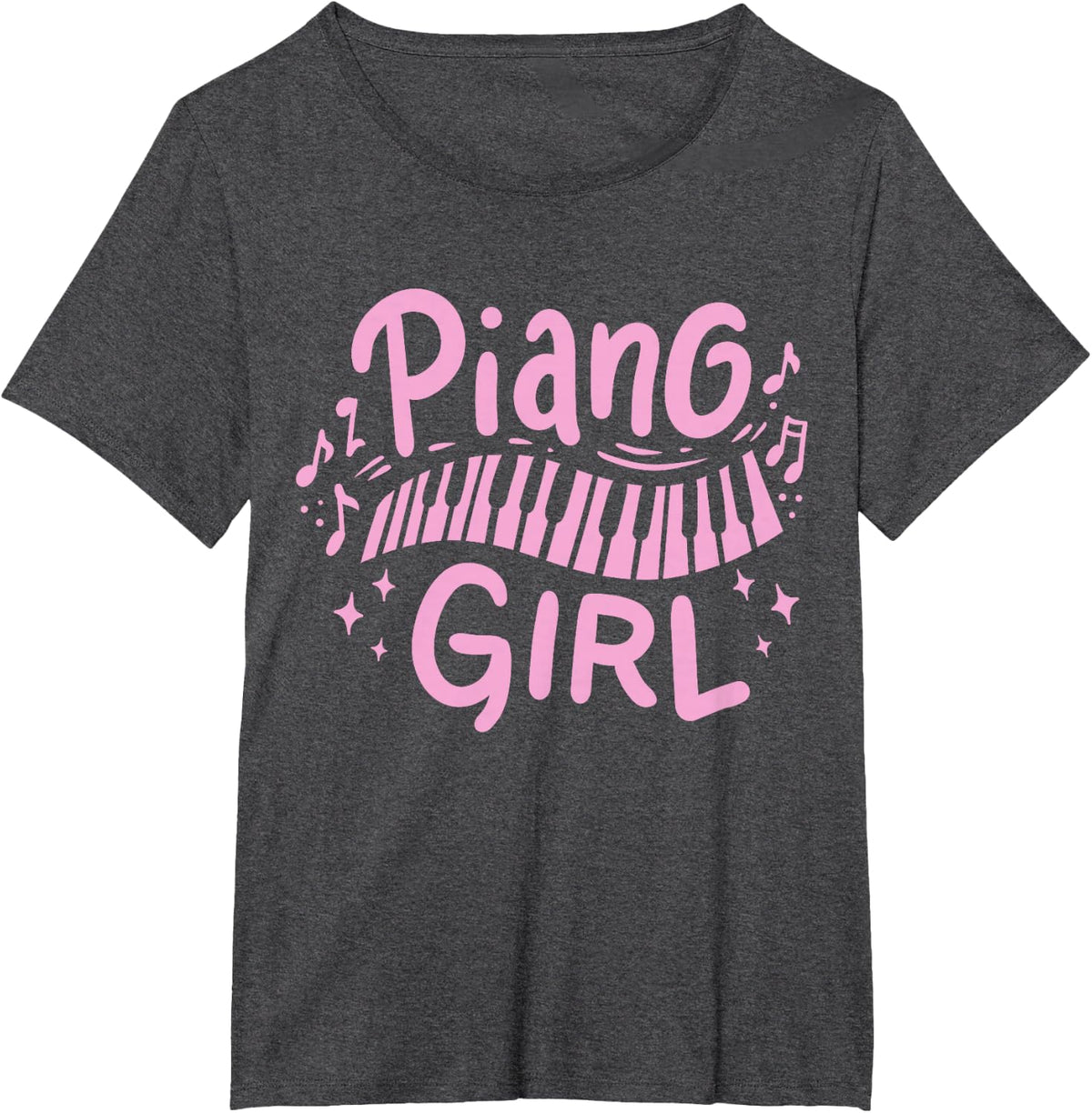 Piano Girl Pianist Gift T-Shirt - Dark Heather Grey