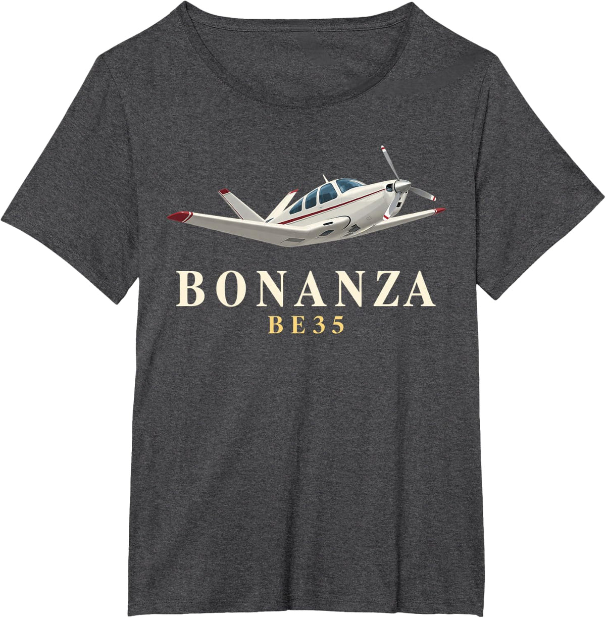 Bonanza Be35 Airplane T-Shirt - Dark Heather Grey