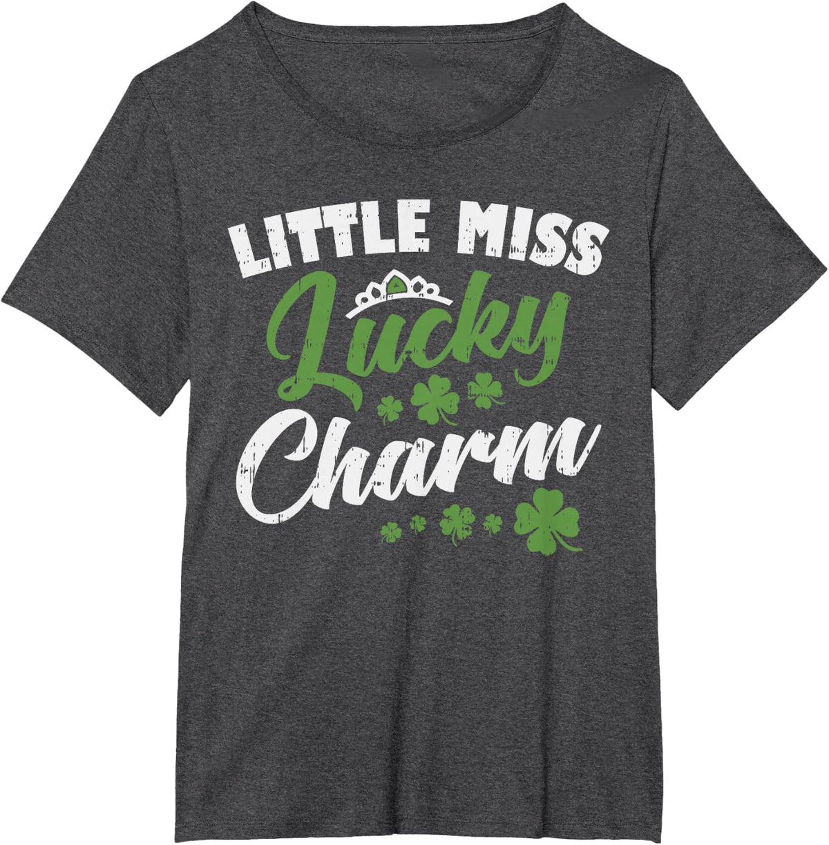 Little Miss Lucky Shirt Cute Irish Princess Girl Outfit Gift T-Shirt - Dark Heather Grey