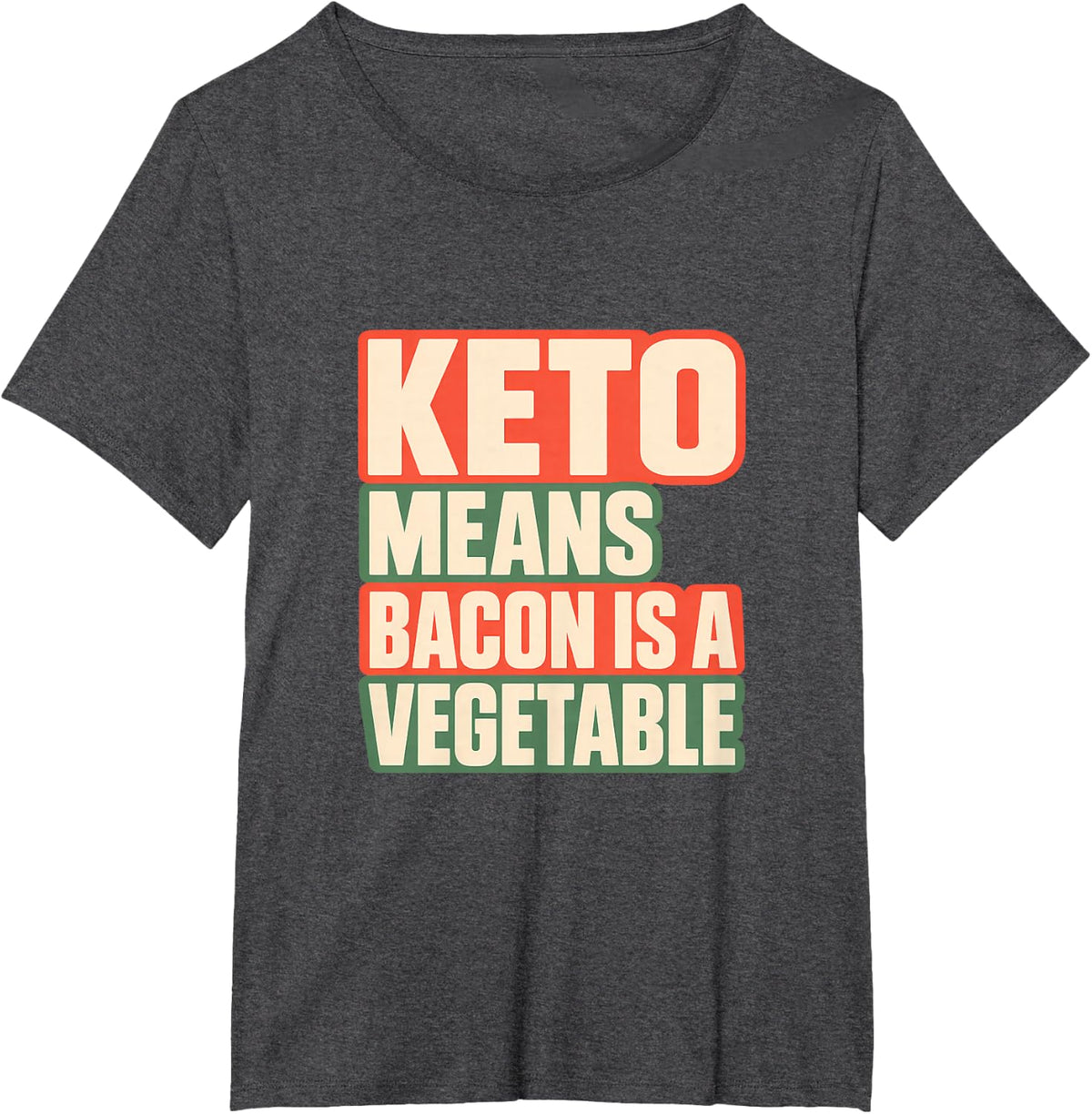 Keto Means Bacon is A Vegetable Funny Bacon T-Shirt - Dark Heather Grey