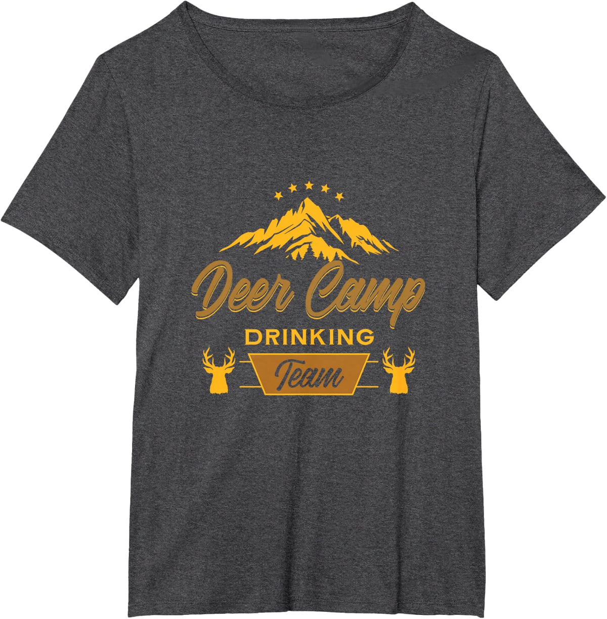 Deer Camp Drinking Team Funny Hunting T-Shirt Tee for Men and Women - Dark Heather Grey