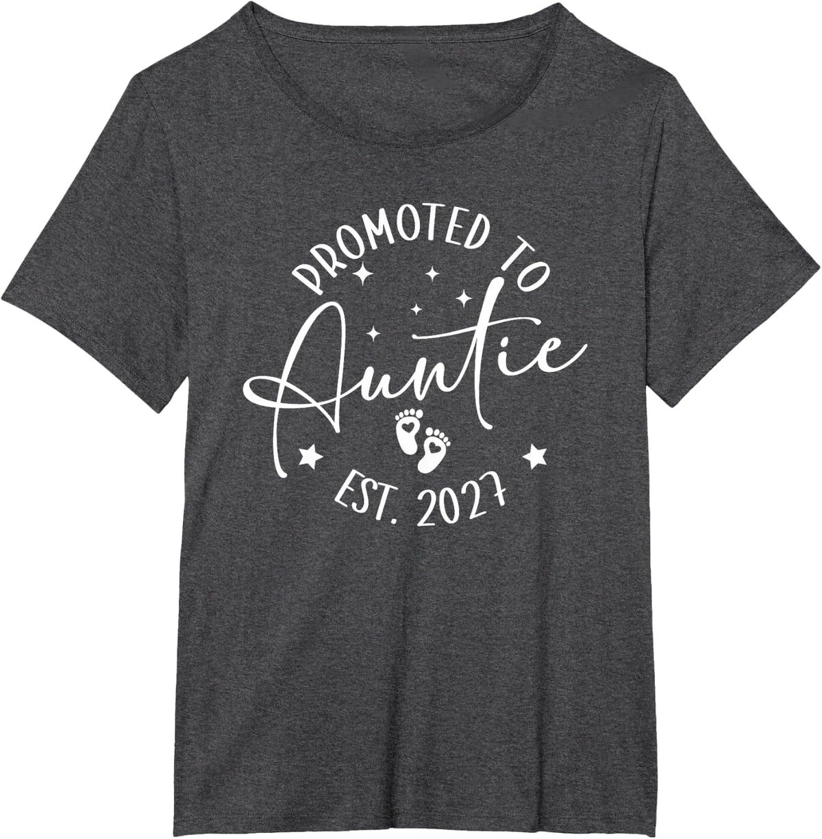 Promoted to Auntie Est. 2027 First Time Aunt Baby Reveal T-Shirt - Dark Heather Grey