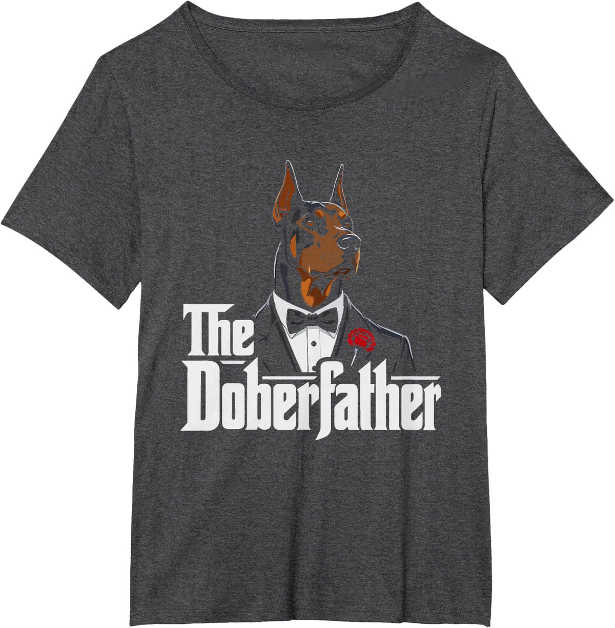 Doberfather Doberman Dad Funny Pinscher Keeper Parody Style T-Shirt - Dark Heather Grey
