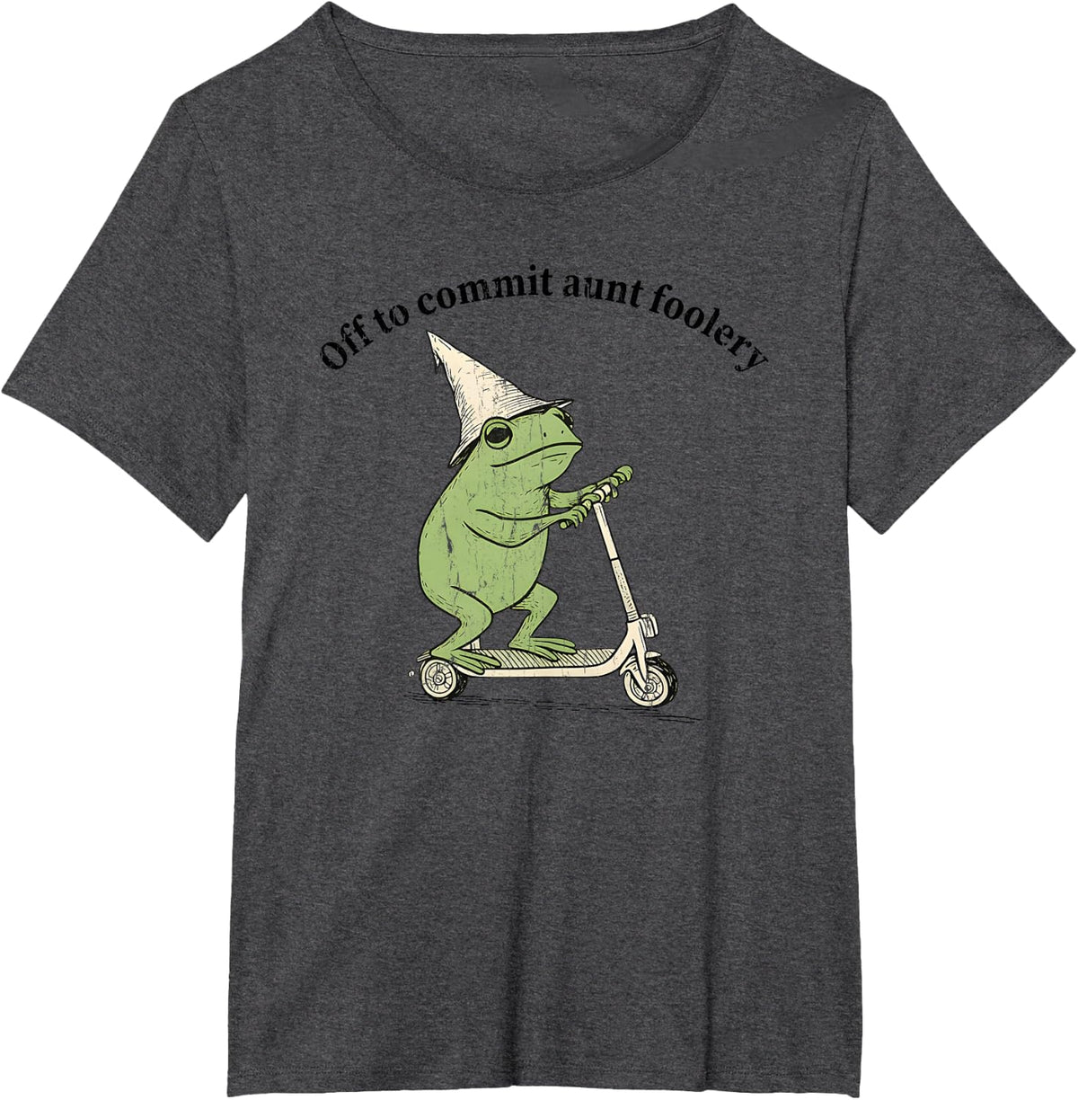 Off to Commit Aunt Foolery, Auntie Frog T-Shirt - Dark Heather Grey