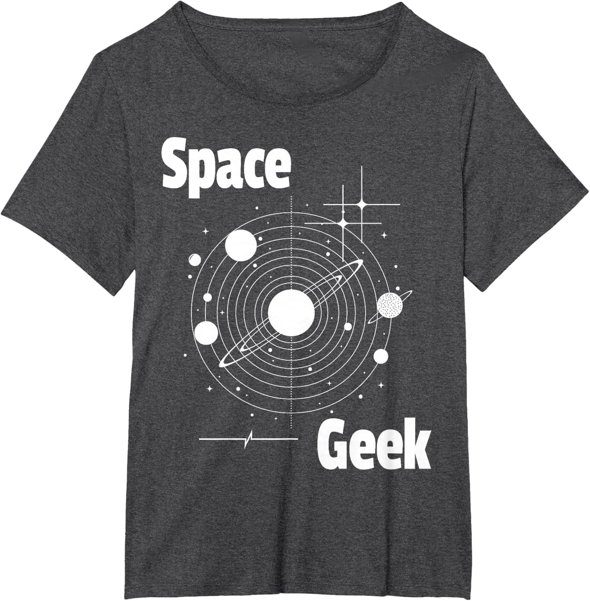 Space Geek Solar System Astronomy Planet Science STEM T-Shirt - Dark Heather Grey