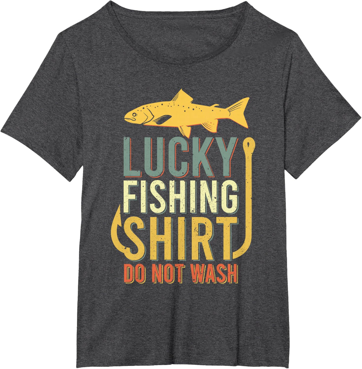 Lucky Fishing-Shirt Youth Kids Womens Boys Mens Trout Funny T-Shirt - Dark Heather Grey