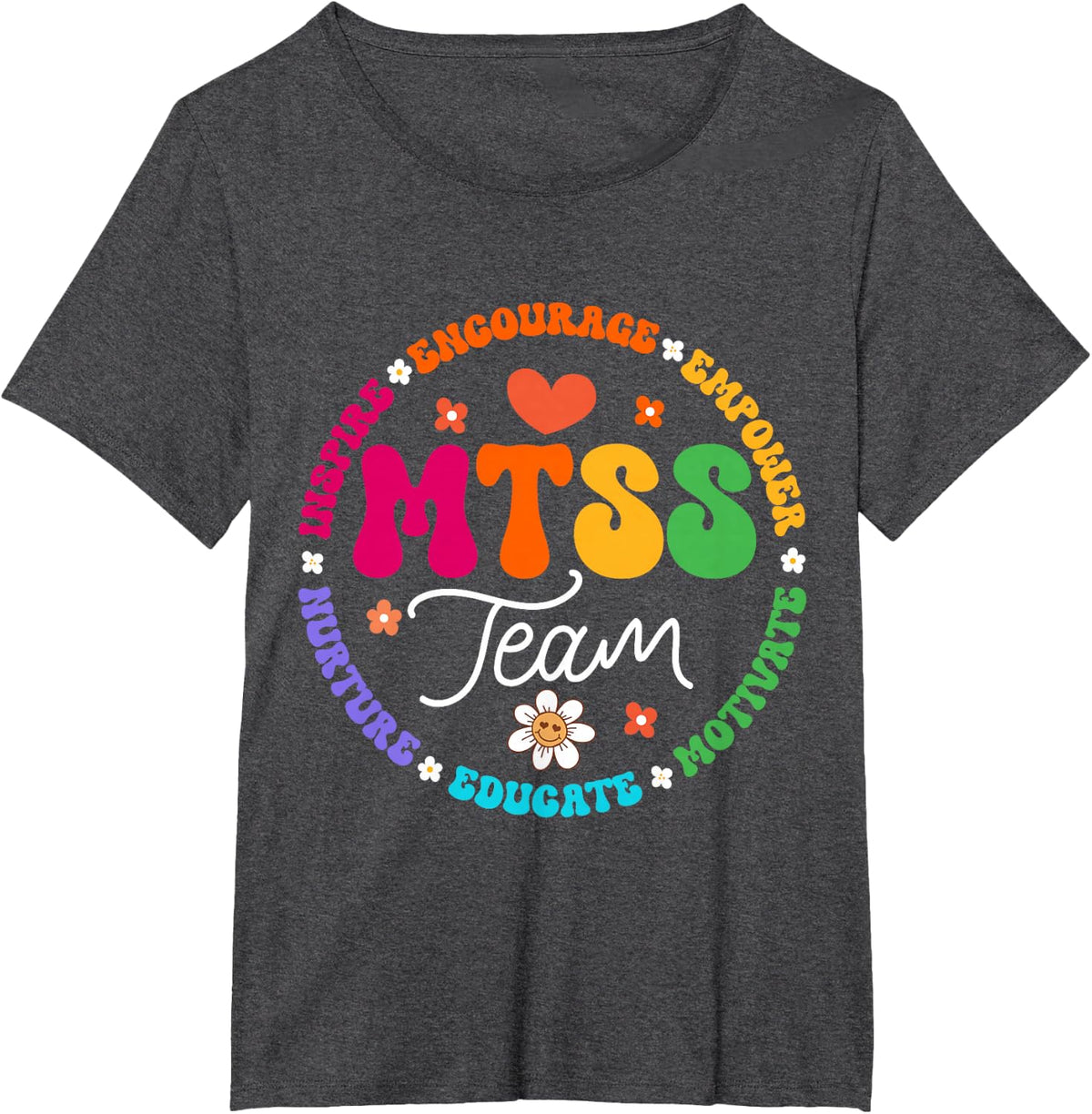Groovy MTSS Team Coach School Counselor School Psychologist T-Shirt - Dark Heather Grey