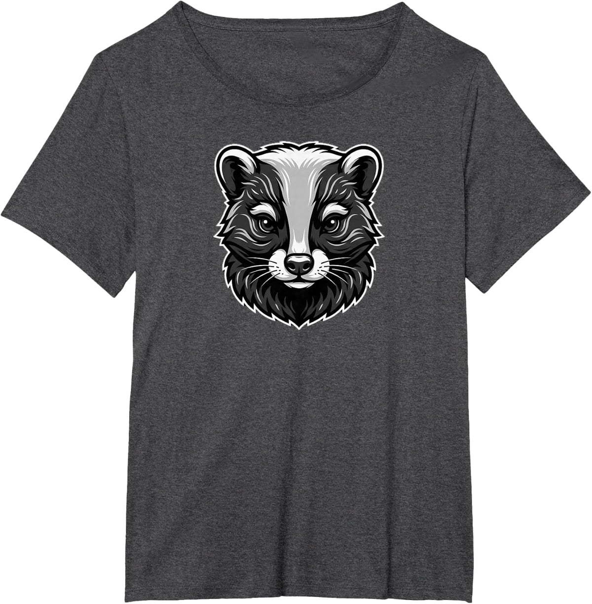 Detailed Badger Head Vector Illustration T-Shirt - Dark Heather Grey