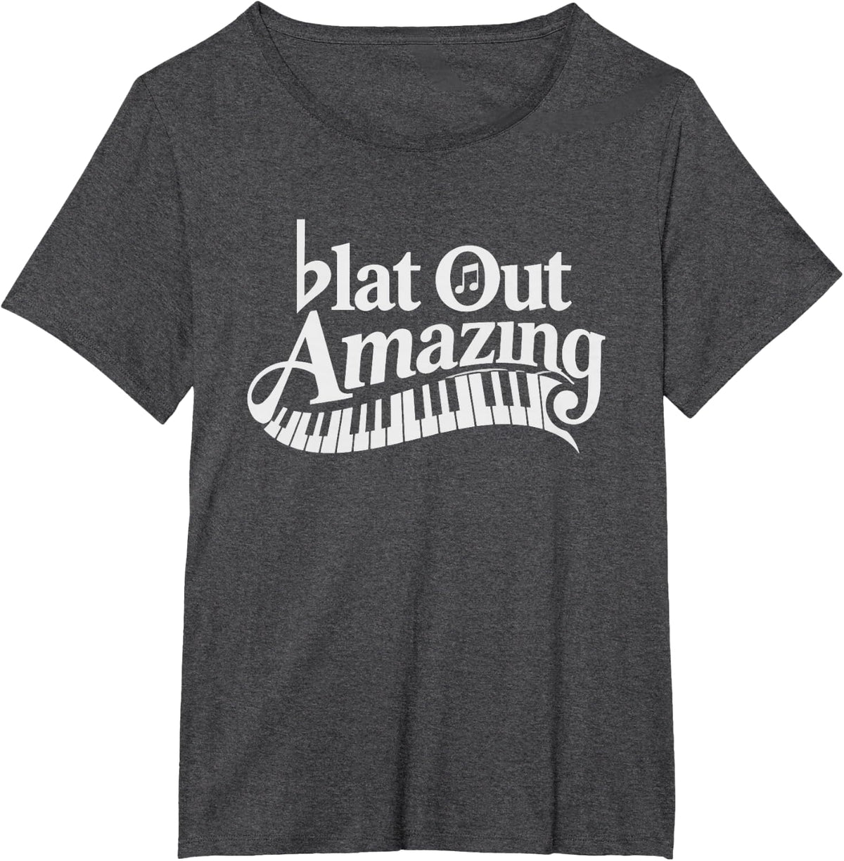 Flat Out Amazing Pianist Keyboard Humor Music Pun Piano T-Shirt - Dark Heather Grey