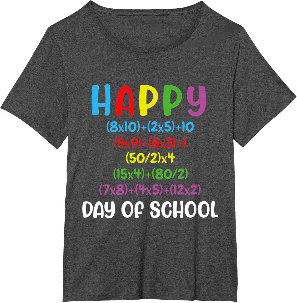 Math Formula 100 Days Of School Funny Math Teacher 100th Day T-Shirt - Dark Heather Grey