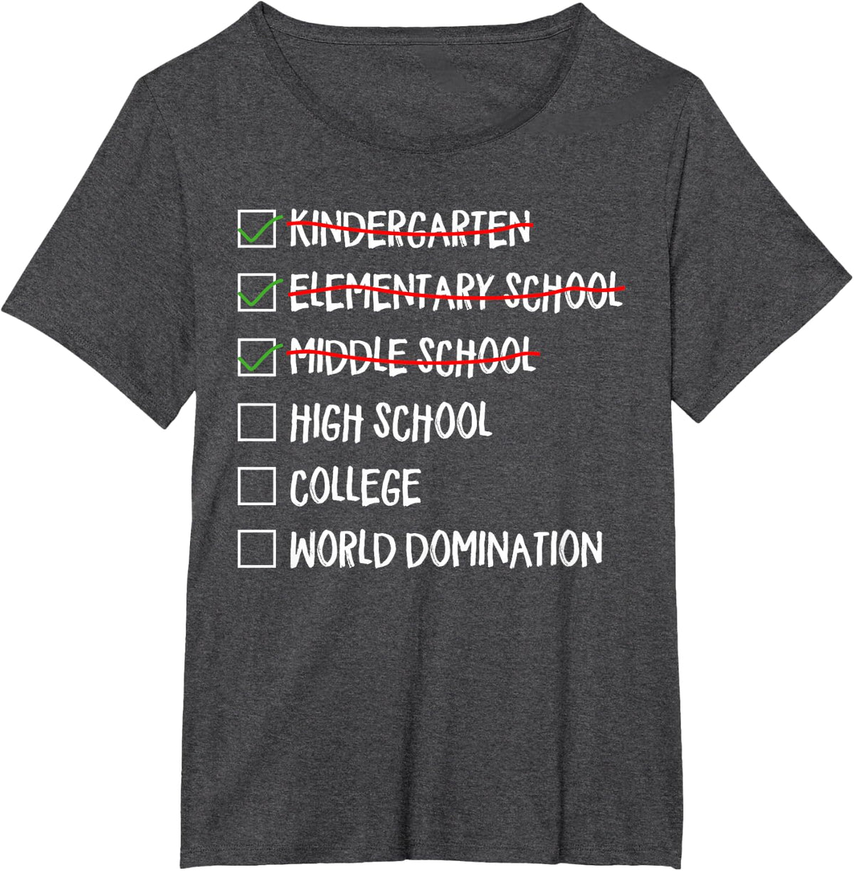 Kindergarten Elementary School Middle School 2027 Graduation T-Shirt - Dark Heather Grey